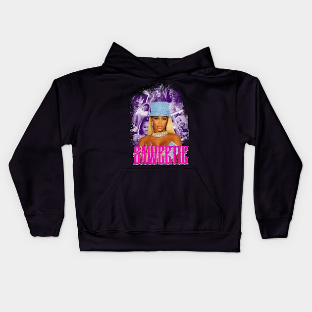 Saweetie Rapper design Kids Hoodie by Planet of Tees